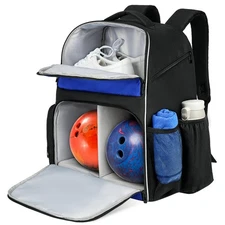 2 Ball Bowling Backpack, Bowling Ball Bag Totes for Dual Balls with Shoes Com...