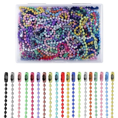 100Pcs Ball Beads Chain Bulk,Mixed Color Keychain Rings Metal Chain,4 Inch Do...