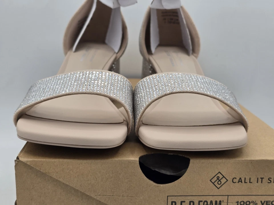 Call It Spring Women's VICKII Block Heeled Sandal Rhinestone Silver - Sz 7 - Image 3 of 4