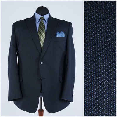 Mens Textured Sport Coat 52L US Size DIGEL Blue Wool Blazer Coat Jacket