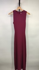 Quince Women Tencel Rib Knit Tank Midi Dress Wine S