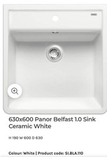 Blanco Panor 1 Bowl Ceramic Inset Kitchen Sink - Chrystal White -  NEW
