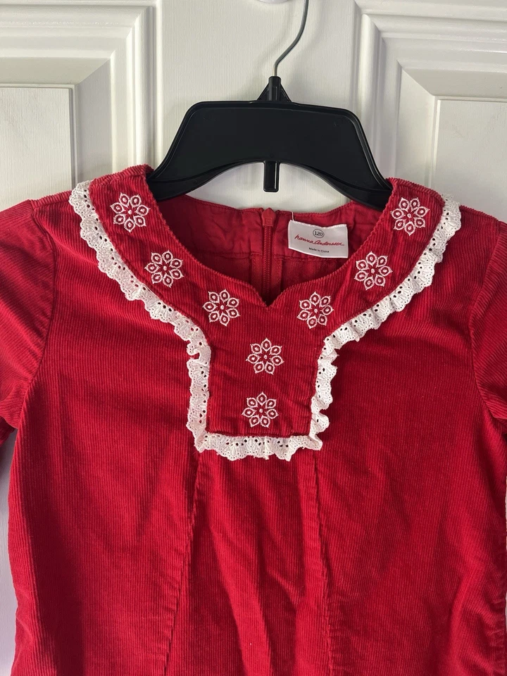 VESTIDO DE PANA HANNA DIFFERENTSON NIÑAS TALLA 120 (6-7) ROJO Y BLANCO Foto 3 de 4