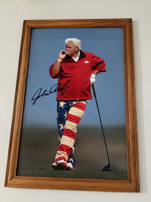 John Daly Signed Poster American Flag Pants Golf Legend Cigarette  Framed 
