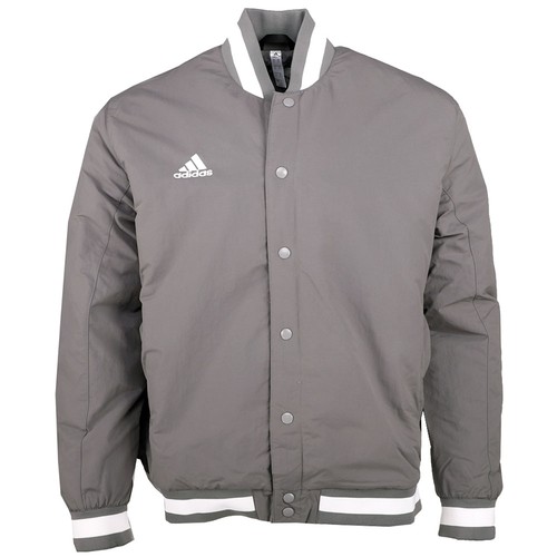 adidas Dugout Coaches Button Up Baseball Jacket Mens Grey Casual Athletic Outerw adidas Dugout Coaches Button Up Baseball Jacket Mens Grey Casual Athletic Outerw