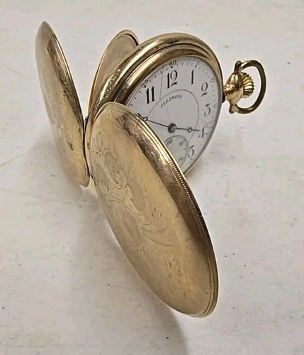 Antique 1917 Illinois 304 Mod 6 16s 17j Pocket Watch B&B 14kt 20YrGF Hunter Case