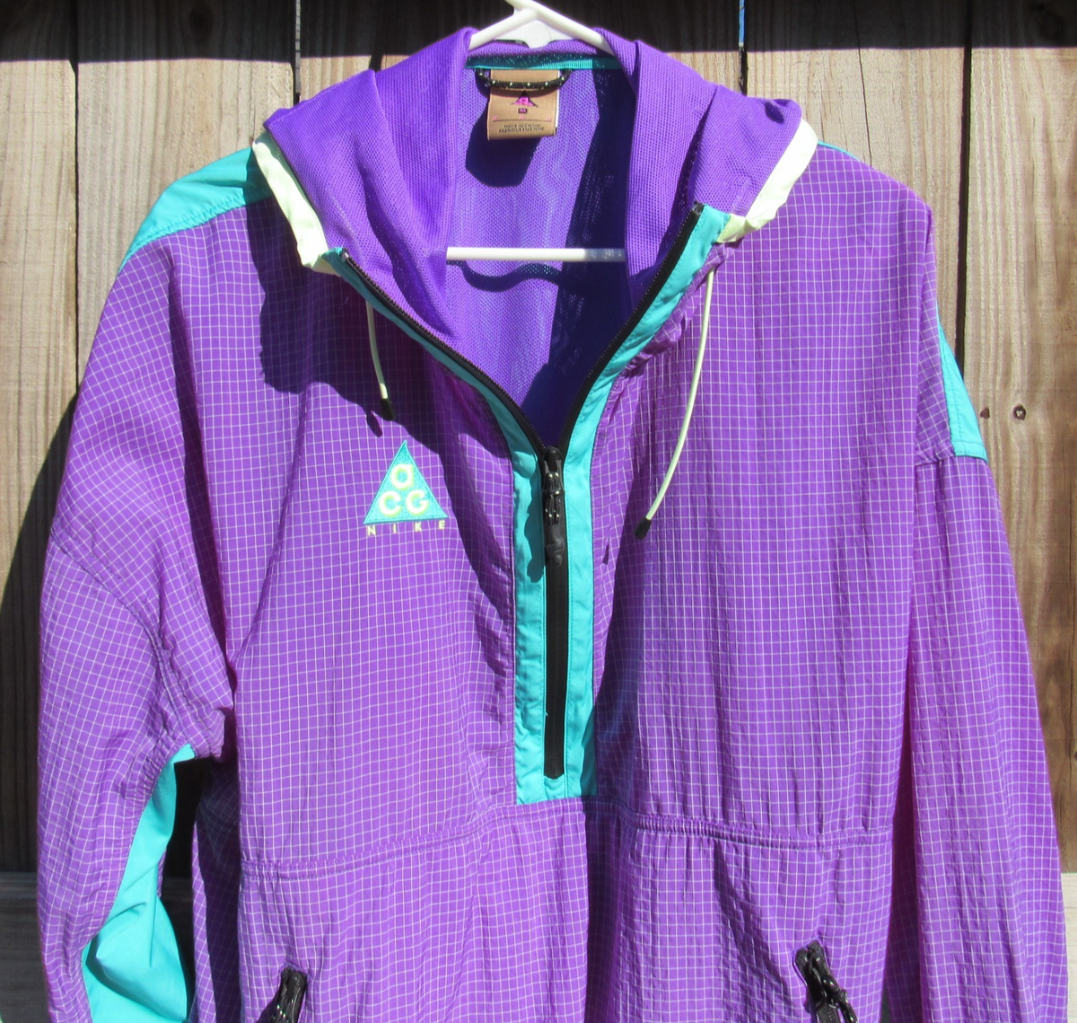 2018 Vtg Nike ACG 1/2 Zip M Hooded Anorak Woven Pullover Hyper