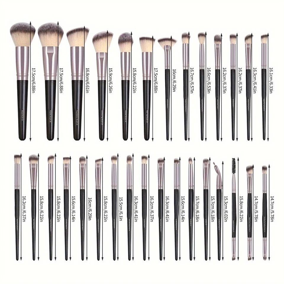 Juego de brochas de maquillaje profesional de 30 piezas mezcla de base Kabuki sintética premium Foto 2 de 4