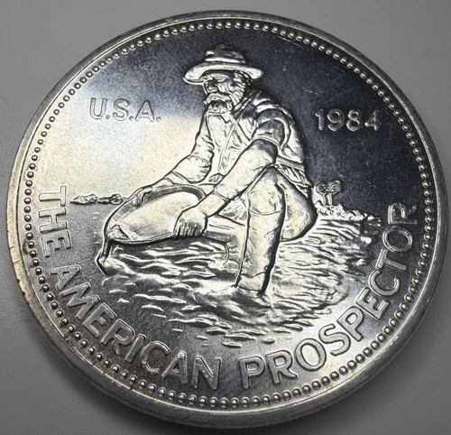 1984 ENGELHARD AMERICAN PROSPECTOR 1 TROY OZ .999 RARE FINE SILVER ROUND R66