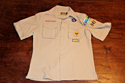 Boy Scouts of America BSA Youth Shirt Tan Large Vented Poly Microfiber Soft
