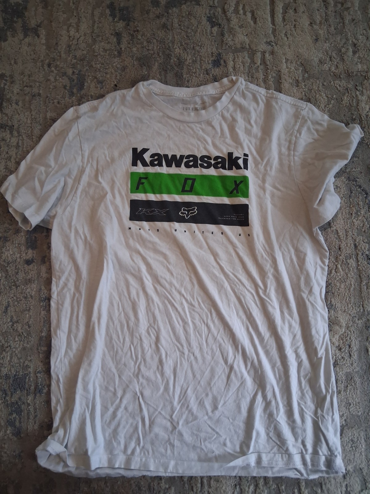 Fox Racing Kawasaki T Shirt Mens White Short Sleeve Size XL
