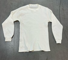 Vintage 70s Hanes Waffle Knit Thermal Long Sleeve Under Shirt M White USA Cotton