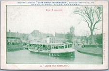 Sluis Bruges Steamboat Jacob Van Maerlant Rare Postcard 1924 Time-table Ad