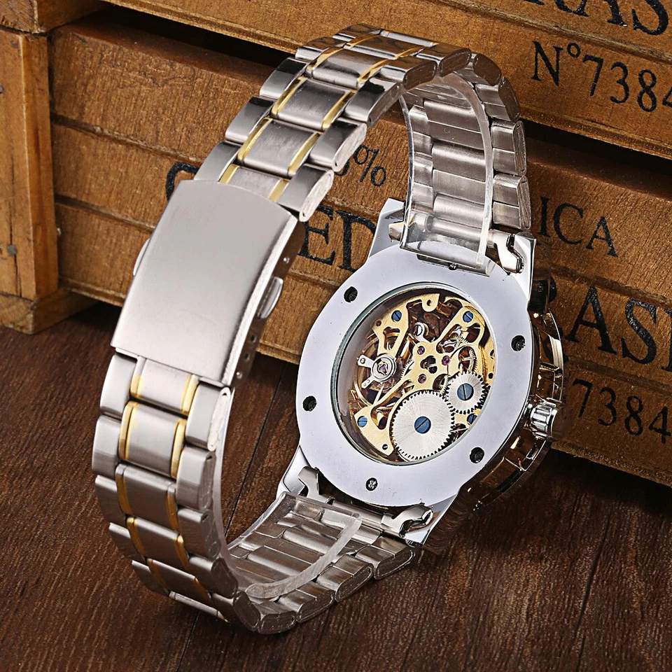 Reloj de pulsera mecánico automático de acero inoxidable T-WINNER para hombre Foto 2 de 4