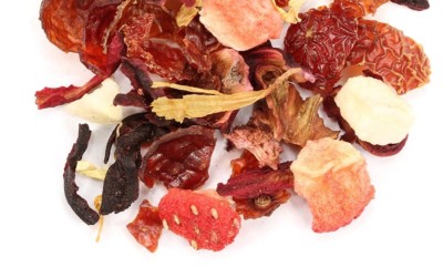 Fruit Medley herbal tea loose leaf 5 ounce bag fresh decaf with strawberries