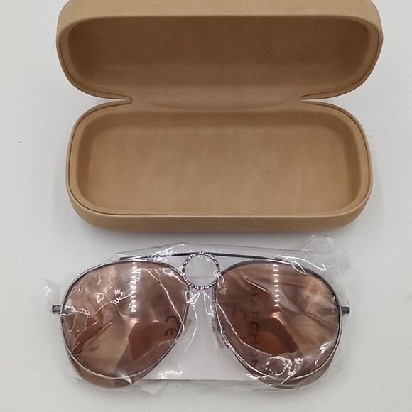 Chloe Romie Aviator Sunglasses Dark Nickel / Nickel / Brown  display picture 3