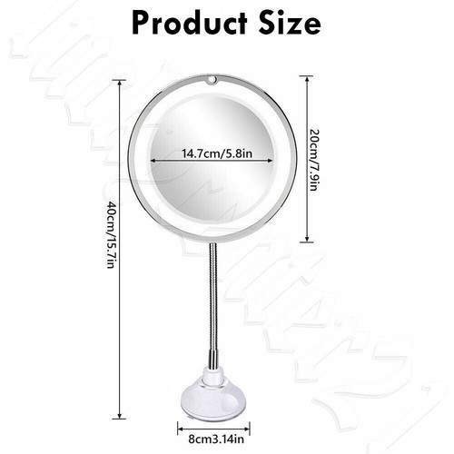 10X Magnifying Makeup Mirror 360° Flexible Illuminated Bendable Neck LED Light - Picture 8 of 12