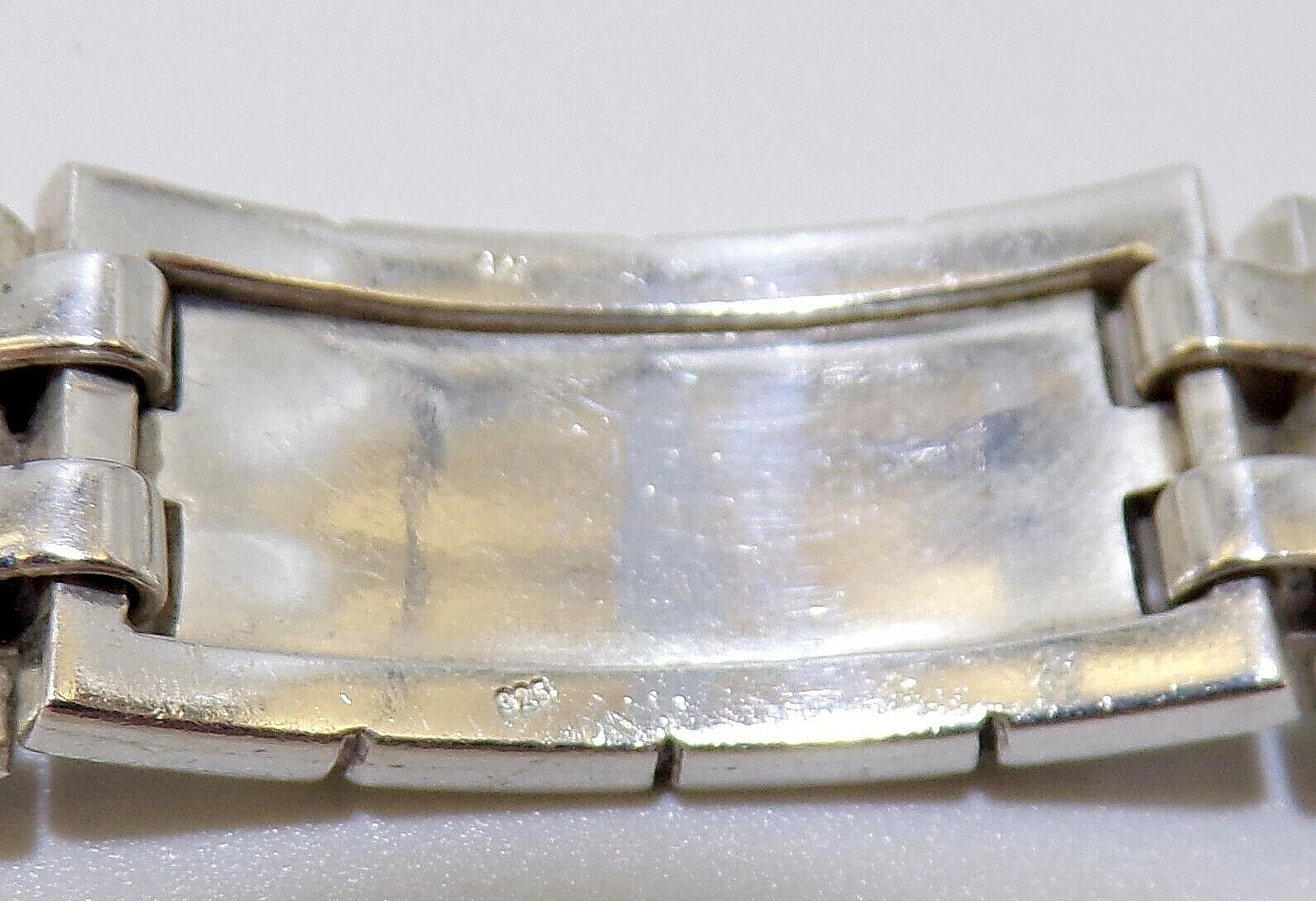 Gorgeous STERLING SILVER Brick Pattern Biker BRAC… - image 6