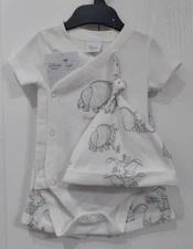6-9 Months DISNEY Baby DUMBO Bodysuit Shorts & Hat 3 Piece White Character Set