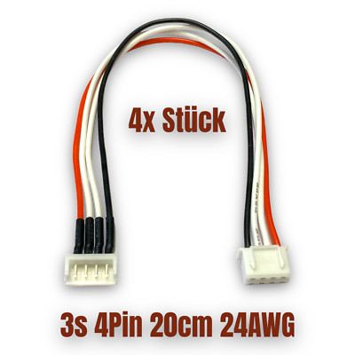   4x 3s 4Pin Lipo Balancerkabel XH - EH Stecker Stiftwanne Kokam Hyperion 20cm  