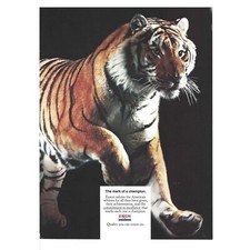 ExxonMobil Print Advertisement Vintage 1984 80s 8.25x11” Retro Tiger LA Olympics