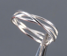 New STERLING SILVER Adjustable Band Ring TWISTED WOVEN STRAND STYLE Open 6-7-8