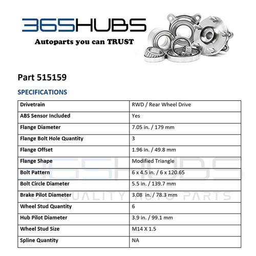 Conjunto de buje de cojinete de rueda delantera para Chevy Suburban & Tahoe 2015-2020 tracción trasera 515159 - Imagen 12 de 12