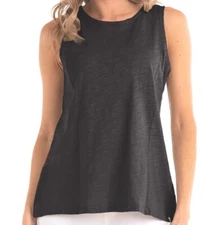 FRESH PRODUCE Medium black Chloe $45 Key Hole Cotton Slub TANK Top NWT M