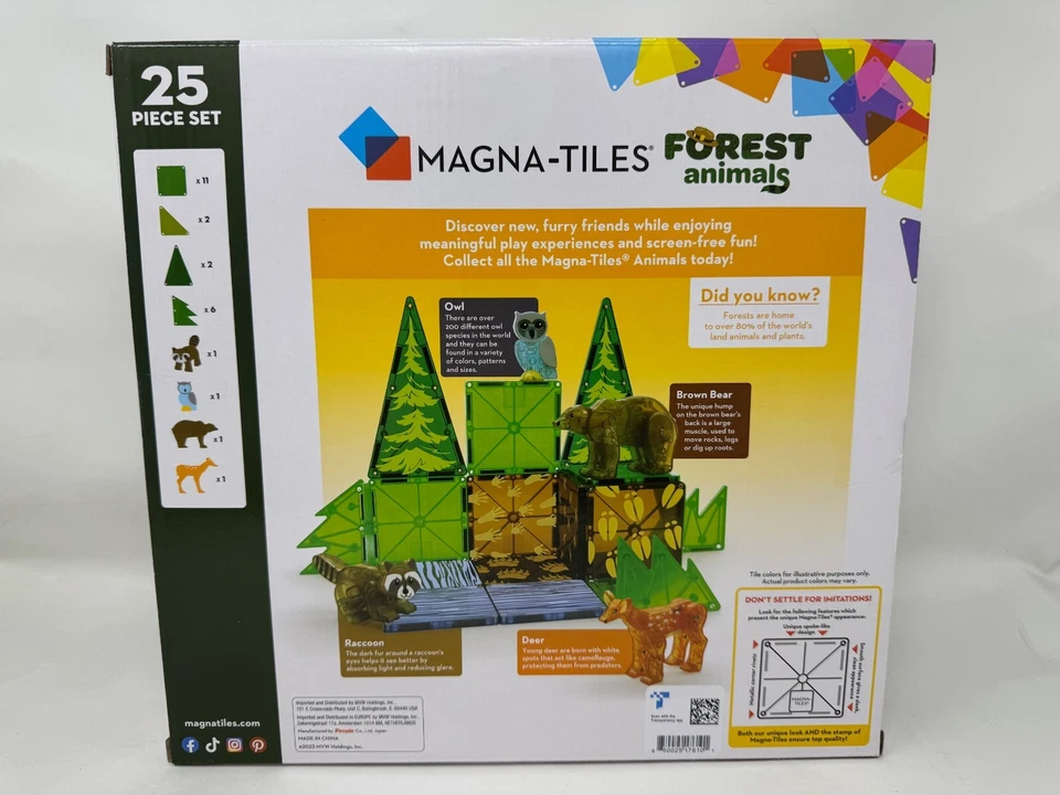 New MAGNA-TILES Forest Animals 25 Piece Magnetic Construction Set Magna Tiles - Image 2 of 3
