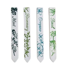 Herb Stake Plant Markers Rosemary Mint Oregano Basil Ceramic Garden Label 4pk