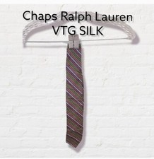 Chaps Ralph Lauren Preppy Business Vtg Stripe 100 Silk Tie