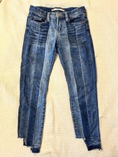 Chelsea and Violet Women's Blue Patchwork Raw Hem Jeans Size 25 Excellent 