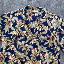 Royal Creations Hawaiian Shirt Men's Large Blue Floral Aloha Camp 100 Cotton