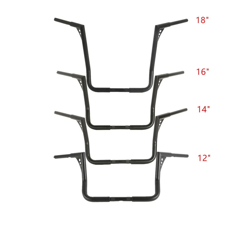 Barra de alça de elevação 12/14/16/18" compatível com Harley Street Glide 1982-2024 preta/cromo - Imagem 3 de 4