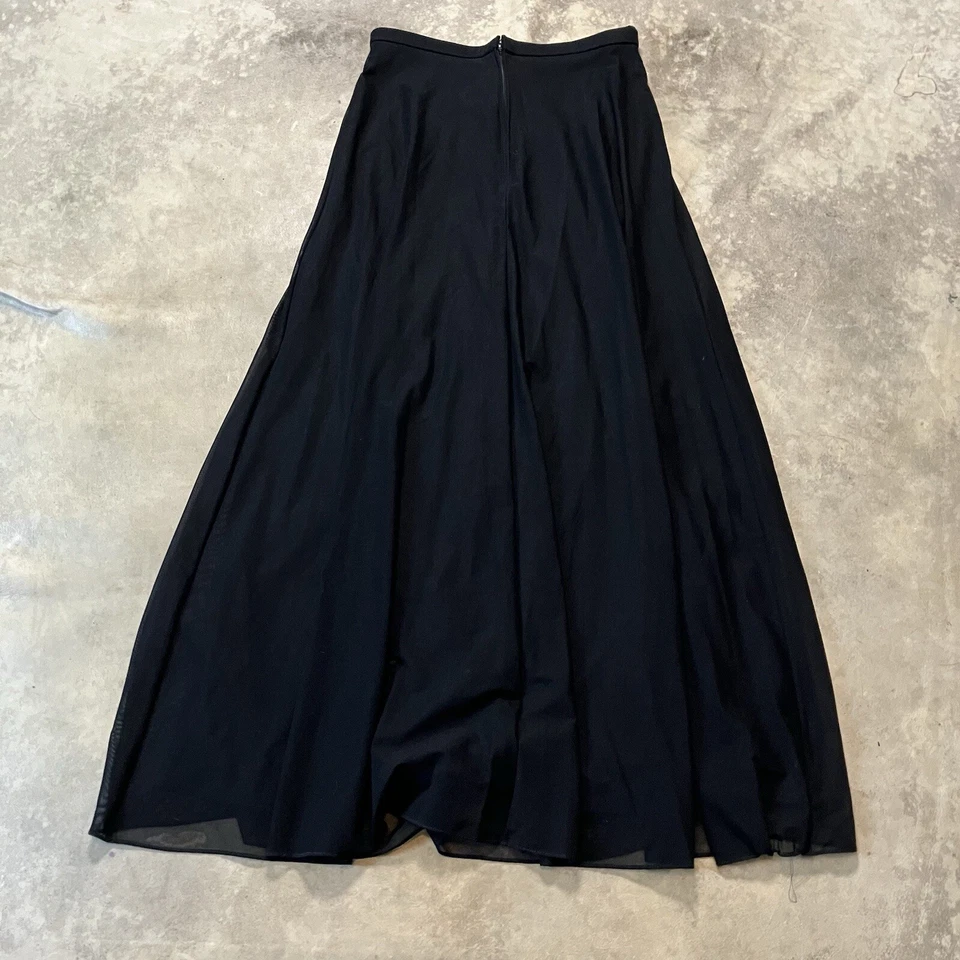 Falda Tadashi Shoji para mujer 14 negra maxi vintage forrada malla superpuesta EE. UU. Foto 4 de 4