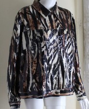 Notations Sz 2X Art-Wear Shimmering Palliette Jacket Blazer Animal Print Funky