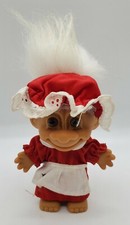Vintage Russ Christmas Grandma MRS Claus 4.5 Troll Doll White Hair
