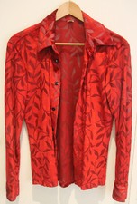 Beautiful Red Velvet Patterned Mens Shirt, Small, Ex Condition