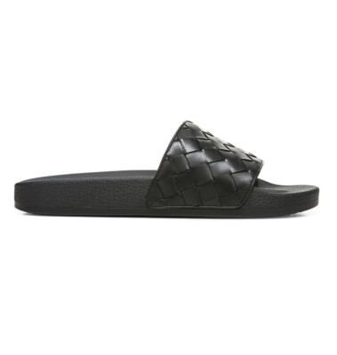 VINCE Mens Watley Goatskin Leather Sport Slides Vince Mens Watley Goatskin Leather Sports Slides Black Woven  main image 3