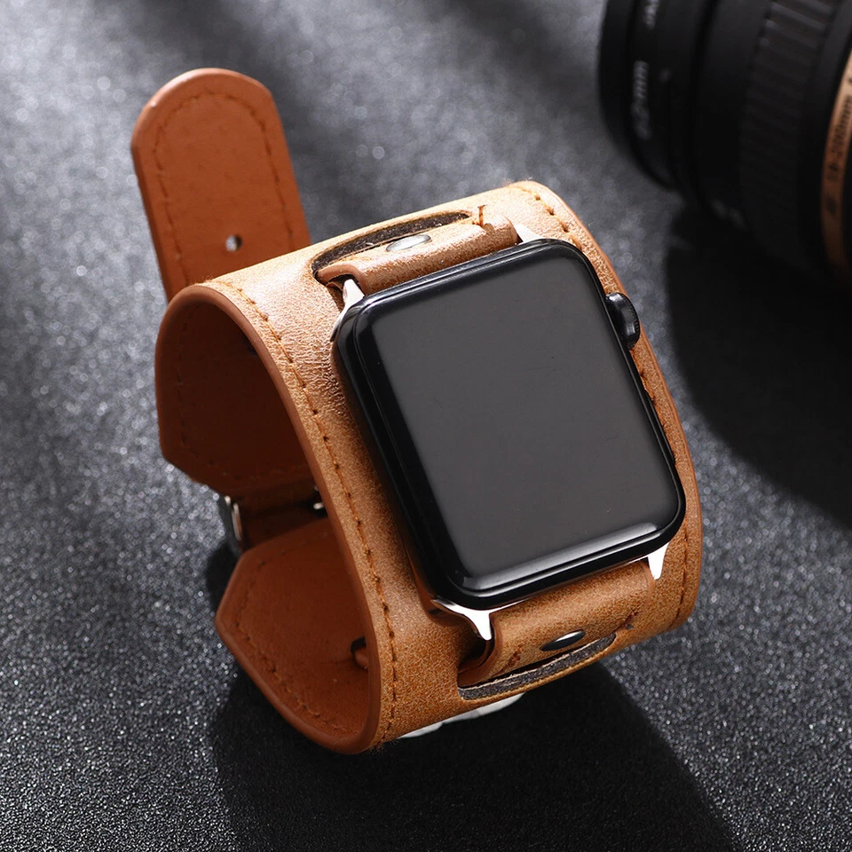 Leather Bracelet Punk iWatch Band for Apple Watch Series 8 7 6 5 4 3 2 38mm-49mm - Image 2 of 4