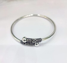 Handmade 925 Silver Ball Bracelet Twist Wear Flexible Bangle Cuff Women Gift