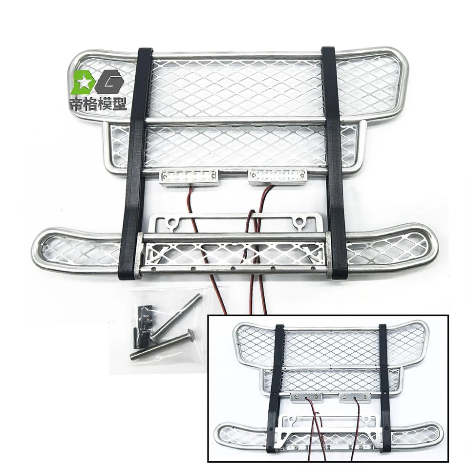 Metal Front Bumper LED Light for 1/14 Tamiya 56371 56368 RC Tractor Truck 770S - Image 2 of 3