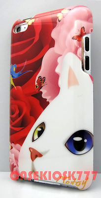 for iPod touch 4th 4 th itouch hard case kitten cat kitty face red pink rose  