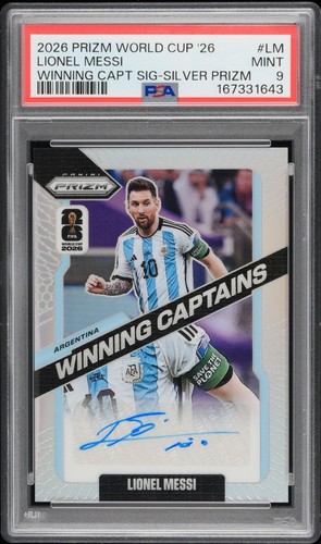 2026 Panini Prizm FIFA World Cup Lionel Messi Winning Captains Auto /75 PSA 9