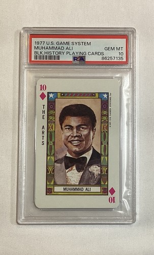 CASSIUS CLAY MUHAMMAD ALI 1977 US GAME SYSTEM BLACK HISTORY PLAYING CARDS PSA 10