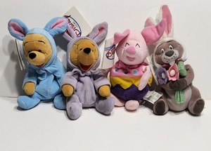 Vintage Disney Store EASTER Pooh and Friends Mini Bean Bag Plush Lot - 4 pcs