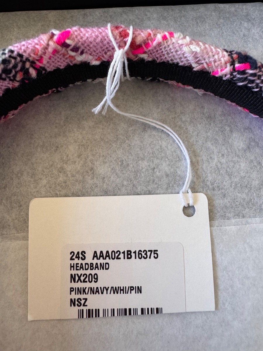 CHANEL 24S PINK NAVY BLUE WHITE TWEED CC LOGO HEADBAND | eBay display picture 1