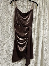 Lulus Leaving It Luxe Taupe Velvet Tulip Mini Dress Size XS