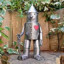 Charming Tin Man Garden Sculpture Metal Outdoor Statue - 41cm