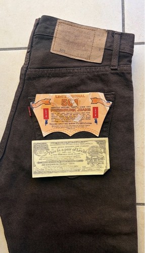 Vintage Levi’s 501 Brown Denim Jeans NOS Deadstock Made in USA W27 L34 NEW 524